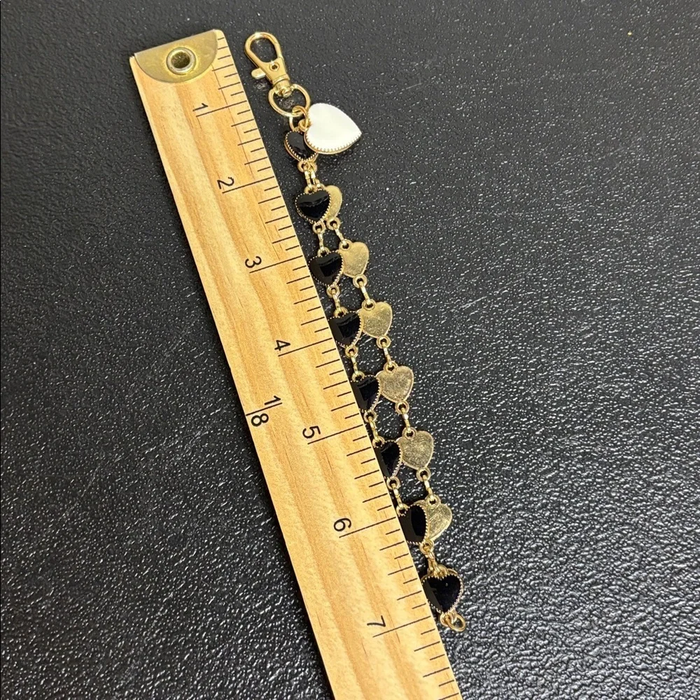 Chic Gold and Black Heart Charm Key Chaim Purse Charm